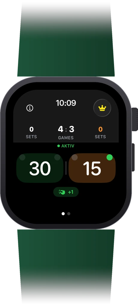 Spielstand 30 zu 15 auf der Apple Watch